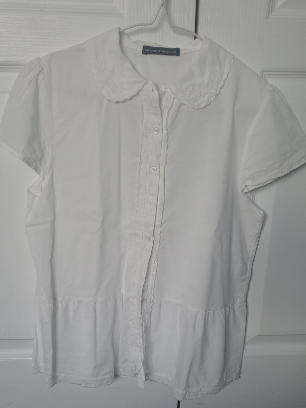 Brandy Melville White Peter Pan Collar Button-Up Blouse